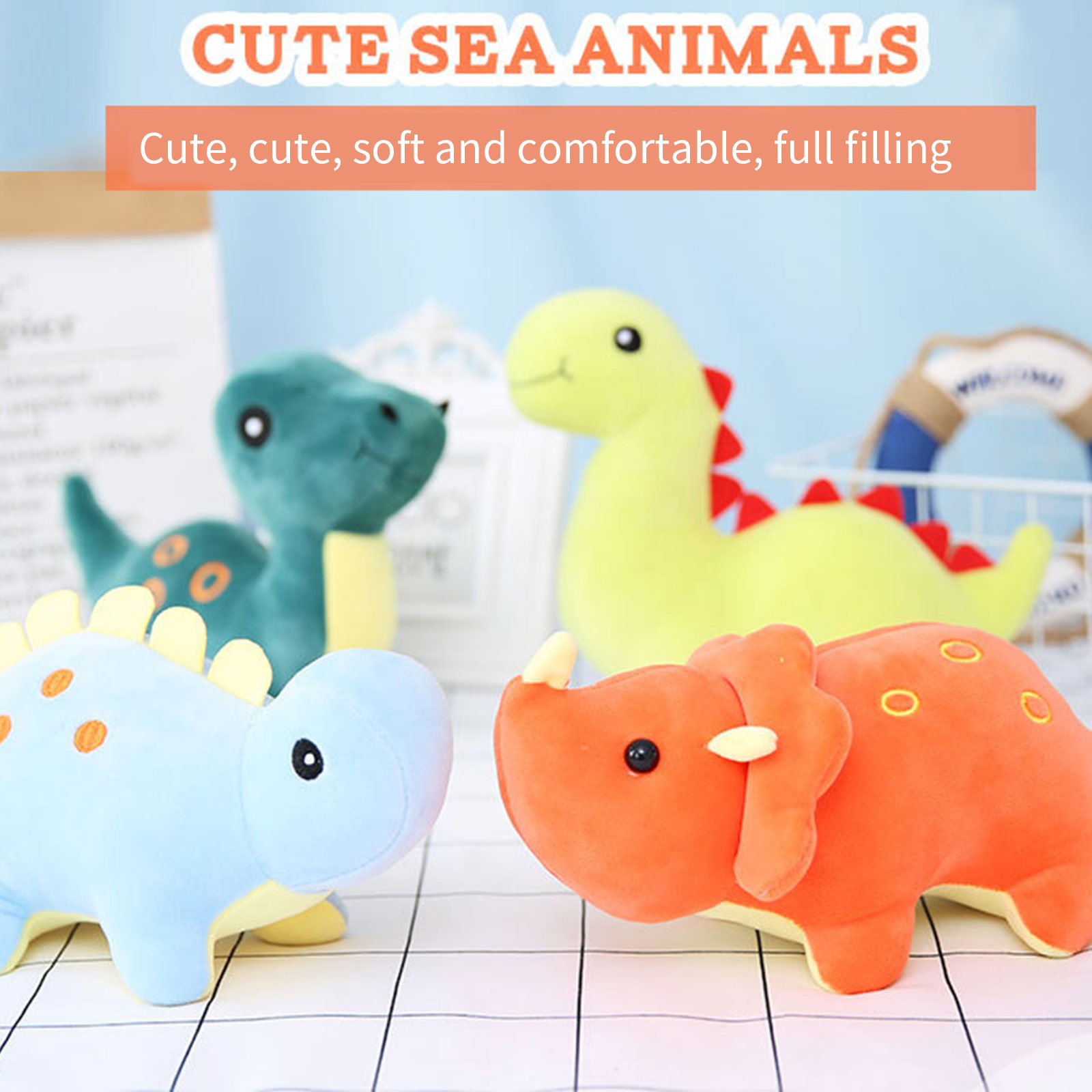 15cm Cute Cartoon Animal Plush Pendant Stuffed Dinosaur Shaped Dolls Plush Toys Ornament Decorative Tool for 6