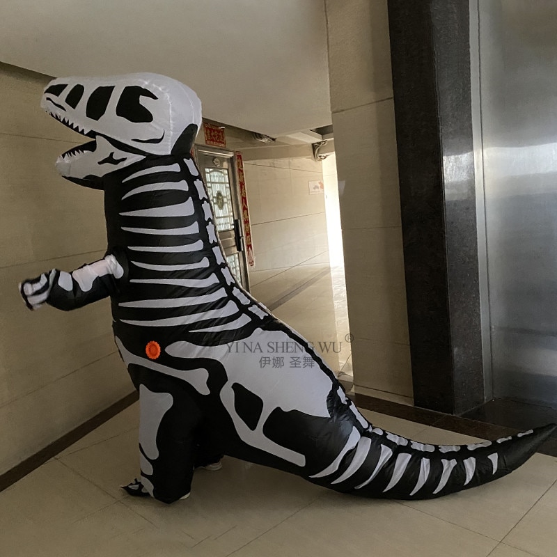 Inflatable Costume T Rex Dinosaur Skeleton For Adults Kids Halloween Carnival Cosplay Party Fancy Dress Birthday