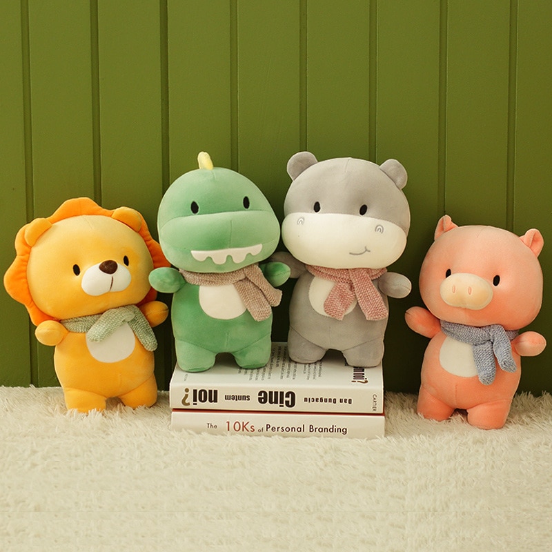 New Plush Animals Dinosaur Toys Stuffed Lion Pig Dolls Hippo Soft Toys Baby Kids Birthday Gift